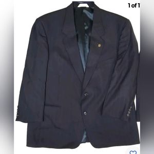 44" Vintage Evan Picone 2-Piece Wool Suit 42"×25" Black Pinstripe